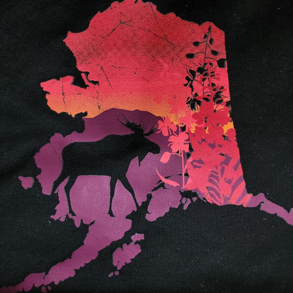Alaska Canvas Tote Bag Black Red Pink‎ Sunset Moose Souvenir - Picture 2 of 13